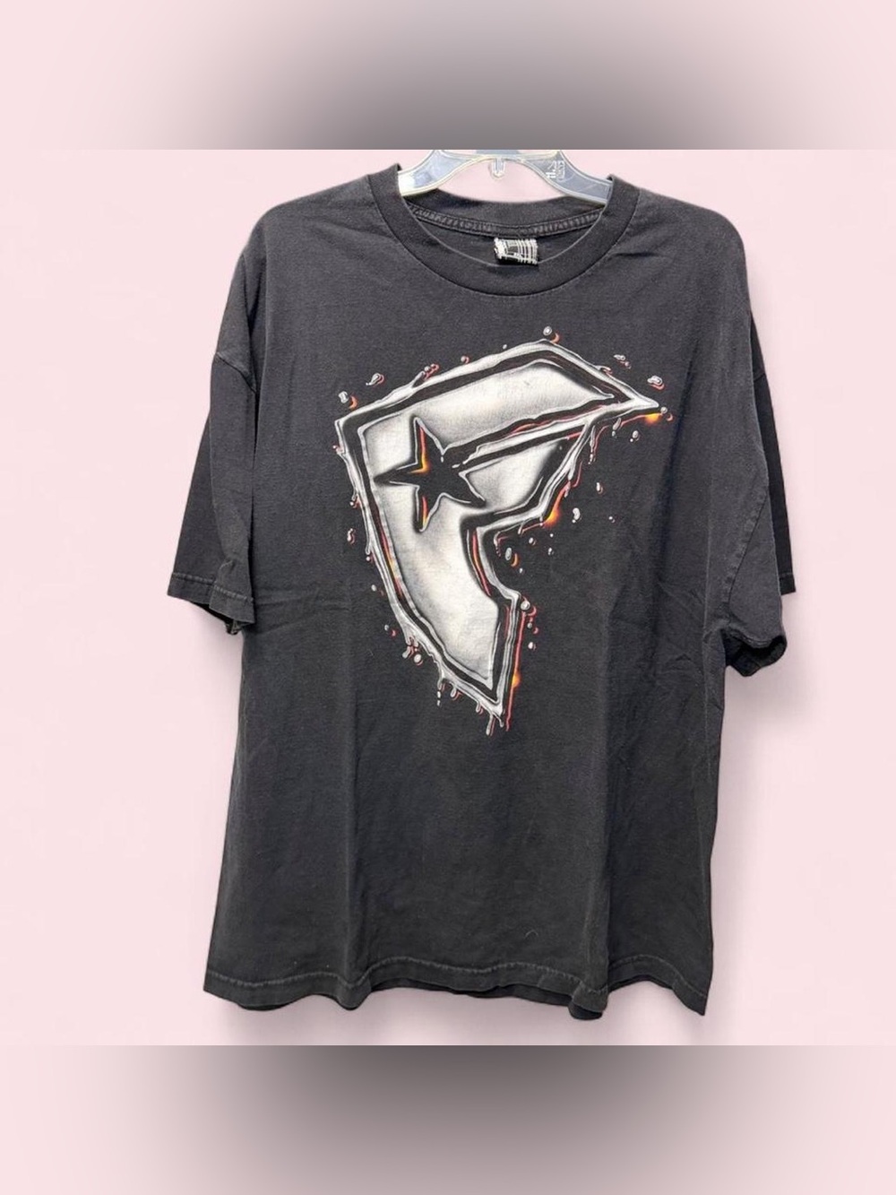 Y2K Famous Stars & Straps Logo Flame Tee 2XL Black